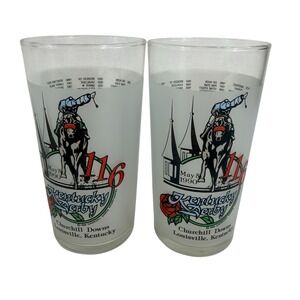 1990 Official Kentucky Derby Souvenir Collector Glasses Set of 2 Horse Racing
